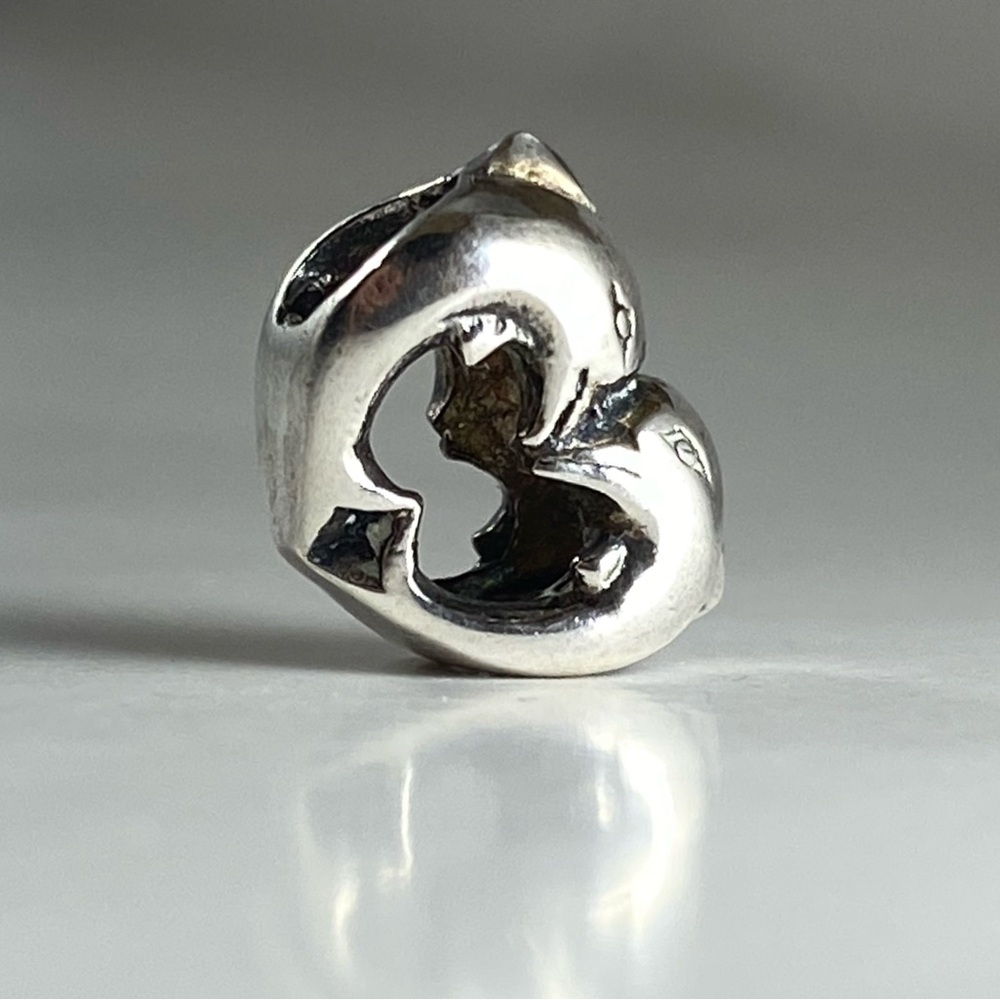 New Silverado 925 Sterling Silver Love Dolphins Charm